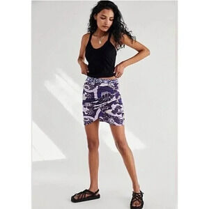 Free People She's Something Else Printed Mini Skirt Womens Size L Pruple FLoral